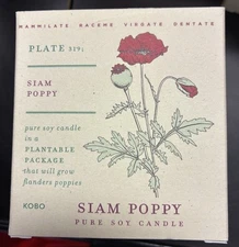 Kobo Wild Siam Poppy Pure Soy Candle in Plantable Box Unused NEW
