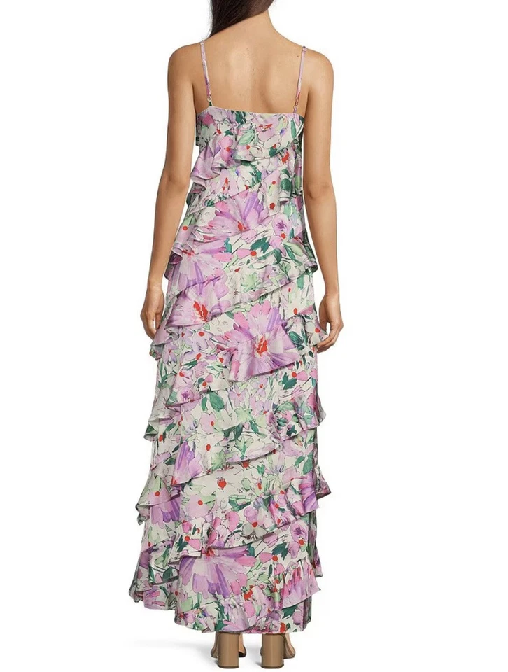 Новый с Ярлыками Badgley Mischka Belle Maren атласное шифоновое ярусный цветочный платье Пасхи размер 12 - Изображение 2 из 4