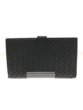BOTTEGA VENETA Wallet Leather Black Plain Men's