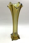 Northwood Carnival Glass 4 Four Pillars 11.5" Flower Vase in RUSSET GREEN Brown