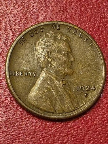 1924-S Lincoln Wheat Cent/ Semi Key 11.6 Million Better Date / Very Fine + Grade