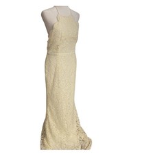 Lulus Bridal Zenith Ivory White Floral Lace Halter Neck Formal Maxi Dress Large