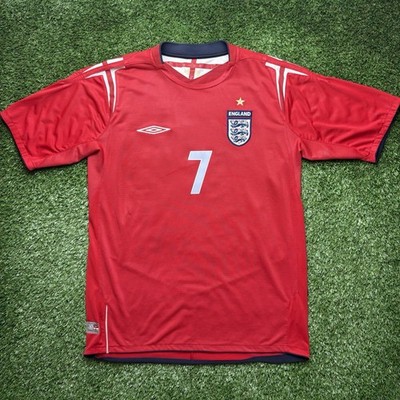 2004 2006 England Beckham Red Away Jersey Shirt Kit Umbro Medium M