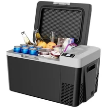 Electric 12V Car Fridge, 26Qt Portable, DC & AC, 7-50°C, Ideal for RV, Camping
