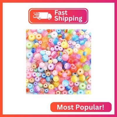 DAHI 300pcs Assorted 6/8/10mm Colorful Acrylic Beads Round Plastic Beads Resin R