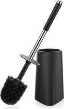 Compact Toilet Brush with Holder Stainless Steel Handle and Durable Scrubbing B