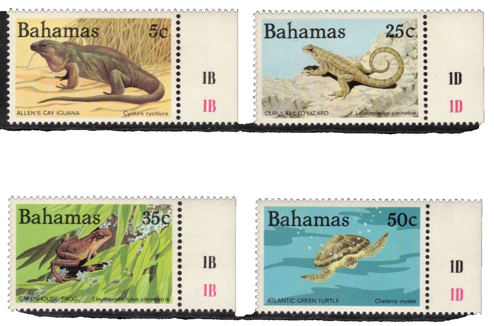 Reptiles Bahamian Stamps (1973-Now)