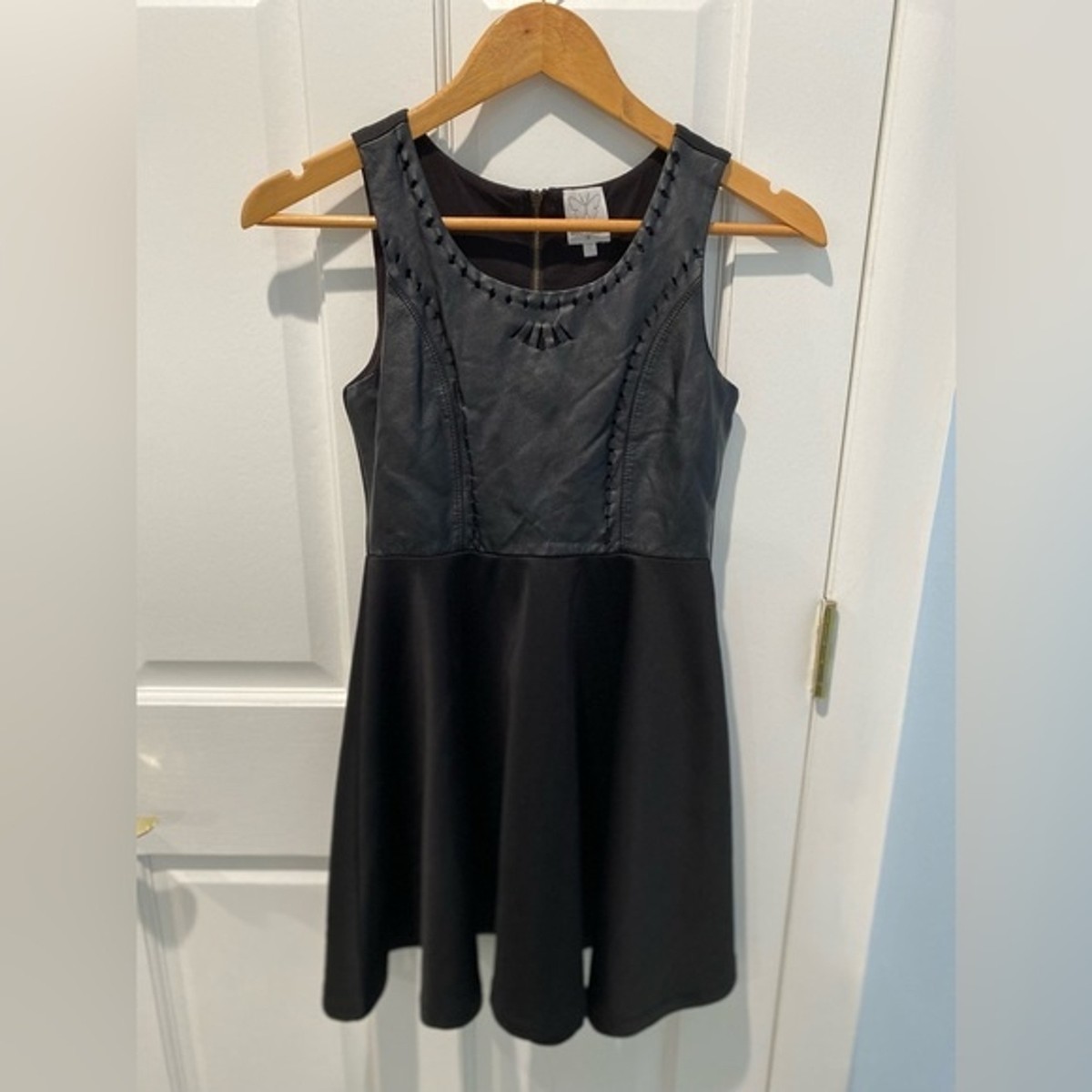 Ella Moss Girls Faux Leather Peplum Black Dress Sz 12 | eBay