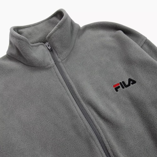 Giacca pile Fila uomo piccola S grigia vintage logo Y2K full zip oversize casual - Foto 2 di 8
