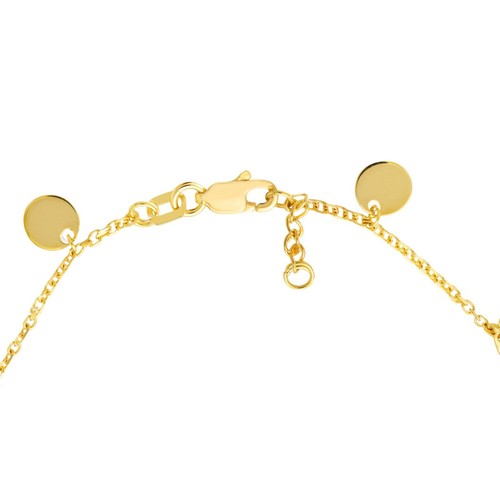 Disc Charm Bracelet Solid 14K Real Gold Adjustable Cable Chain Bracelet Women - Picture 5 of 6