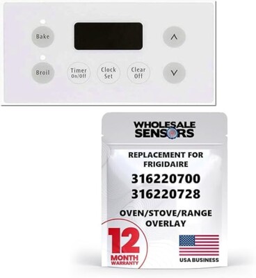 Replacement Frigidaire 316220700 316220728 White Control Panel Overlay
