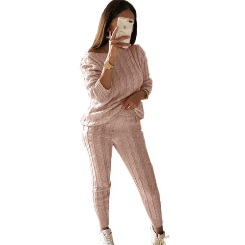 Women Cable-knit Loungewear Sweater & Pants Set Casual Outfits 2 Pcs Size - Picture 17 of 45