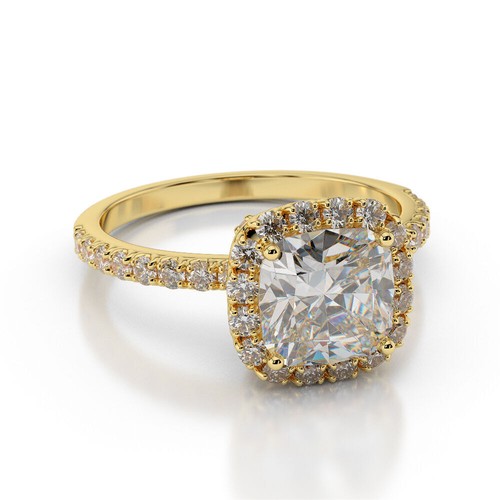 1 2/3 Carat D-F VVS1 Brilliant Moissanite Engagement Ring Cushion Cut 14K White - Picture 7 of 7