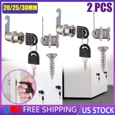 2X Cam Lock Door Barrel Drawer Cabinet Mail Box Locker Cupboard 2 Key 20/25/30MM