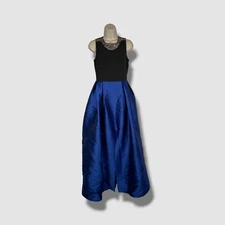 $1095 Sachin & Babi Women Blue Silk Crystal Embellished Monica Gown Dress Size 0