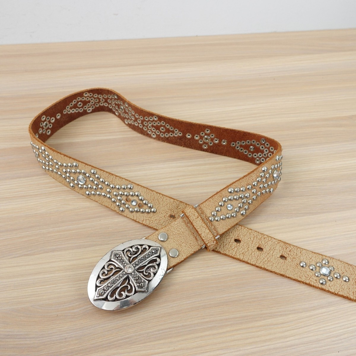 Vintage Oval Waist Belt Hollow Out Studded Western Boho Retro Fashion Accessory xs3x main image 3