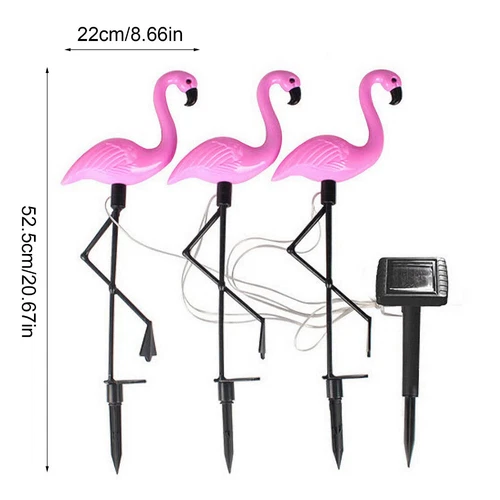 3 Stück Solarlampe Flamingo Gartenstecker Solar Beleuchtung Gartenstecker Deko - Bild 13 von 13