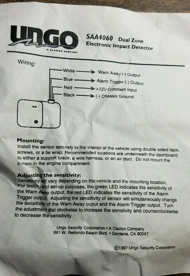 Shock impact Sensor LED UNGO brand adjust for Micro-controller or Alarm 12VDC - Image 4 of 4