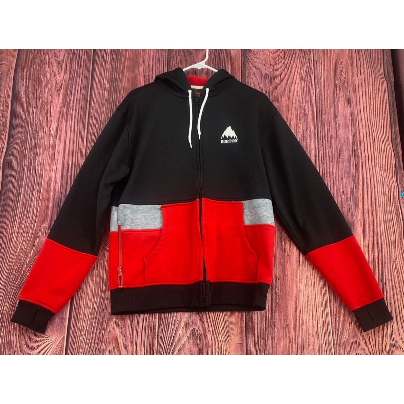 Burton Snowboards DryRide Hoodie Sweatshirt Men's Size S Black/Red