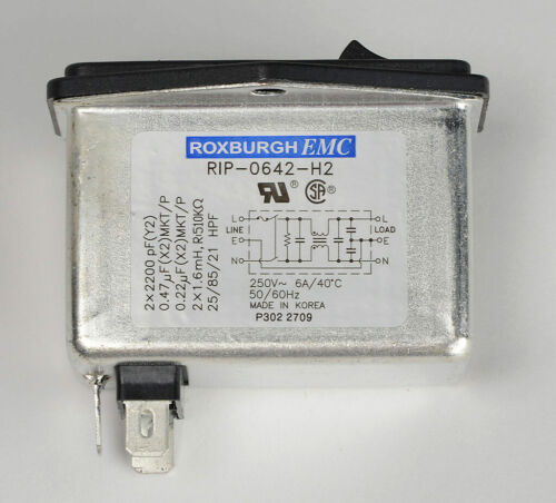 NEW ROXBURGH EMC RIP-0642-H2 IEC FUSED INLET FILTER POWER SWITCH ON / OFF - Picture 2 of 3