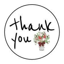 30 THANK YOU CHRISTMAS ENVELOPE SEALS LABELS STICKERS 1.5" ROUND