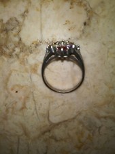 Sterling Silver 7  3/4 Ring Woman Nine Stones Rainbow