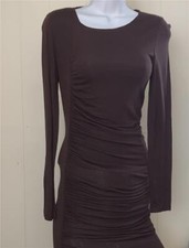 ALICE + OLIVIA Brown Gathered & Draped Long Sleeve Cocktail Dress Size XS/TP