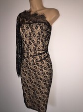 BNWT Black Womens Dress Size 12 Bodycon one shoulder lace Night Out