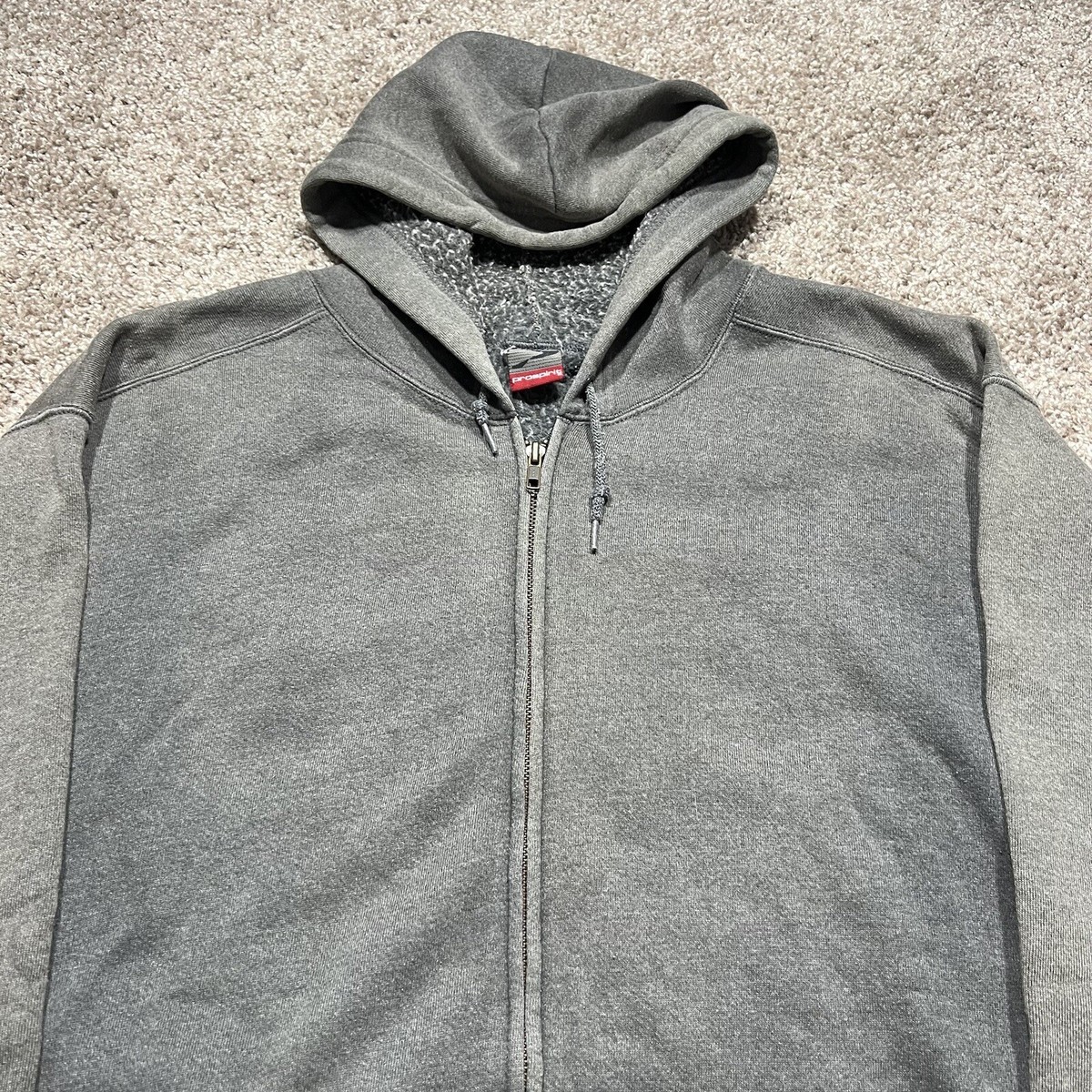Vintage Pro Spirit Full Zip Hoodie Mens XL Grey Black Faded