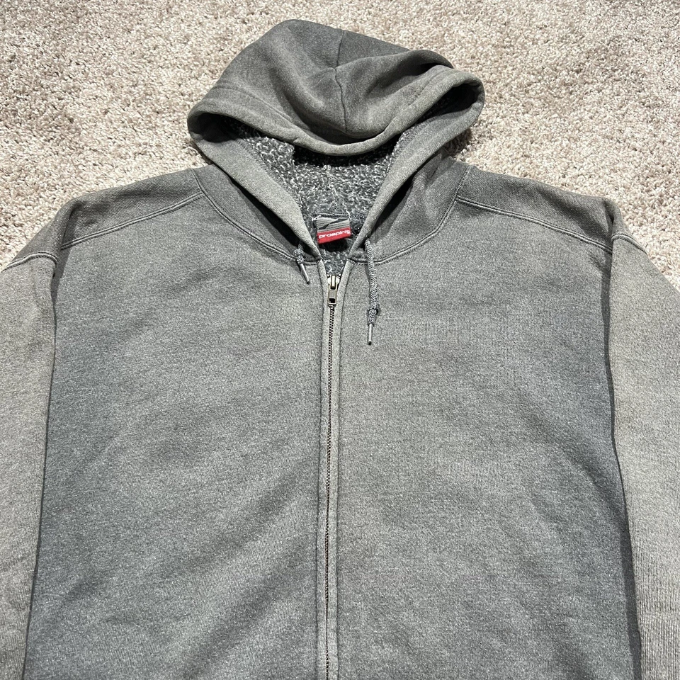 Vintage Pro Spirit Full Zip Hoodie Mens XL Grey Black Faded Grunge Sweatshirt - Image 4 of 4