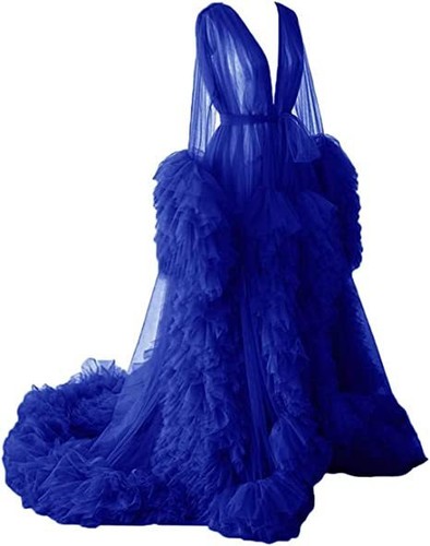 Maternity Tulle Layered Dresses Photography Spaghetti Sleeves Gowns Fringe Maxi - Picture 54 of 59