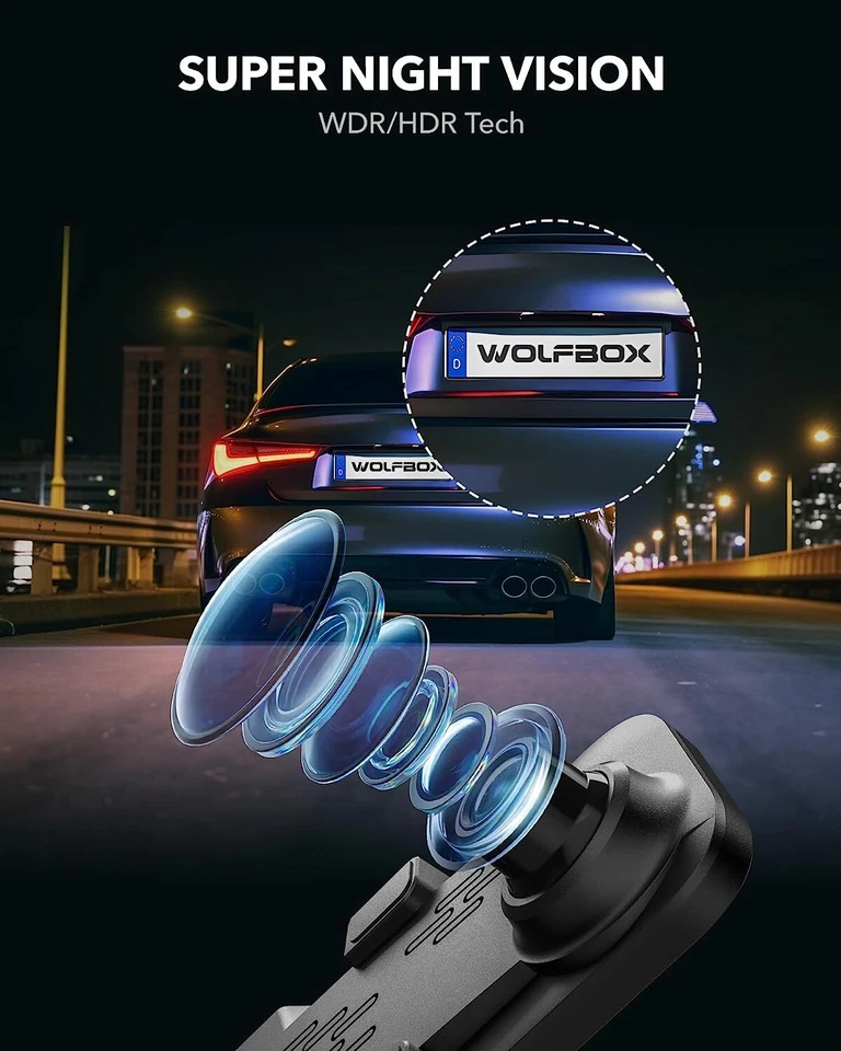 WOLFBOX G840S 12" 4k Mirror Dash Cam Front and Rear View Dual Cameras Free SD - Image 4 of 4