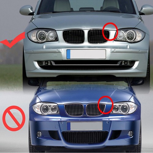 2X Front Kidney Grille Grill For BMW 1 Series E81 E82 E87 E88 07-13 Gloss Black - Picture 2 of 10