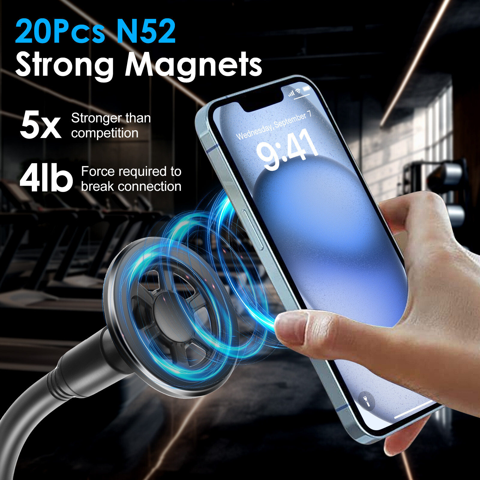 Magnetic Phone Holder for iPhone Samsung 360° Adjustable Bikes Strollers Mount