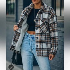Lush Plaid Sherpa Lined Shacket Size Small