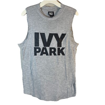 Ivy Park Women's Tank Top MEDIUM Relaxed Fit Gray Pullover Spellout Logo Beyonce