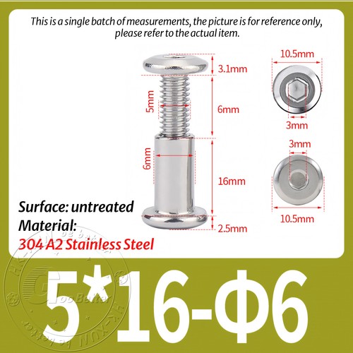 FURNITURE JOINT CONNECTOR BOLT & CAP NUT - ALLEN KEY HEAD - A2 STAINLESS STEEL - Picture 71 of 144