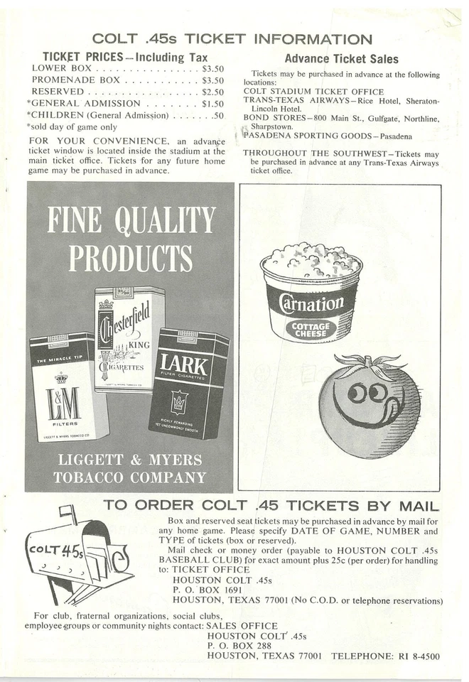 1964 Houston Colt .45s Souvenir Program VS San Francisco Giants & Ticket Stubs - Image 4 of 4