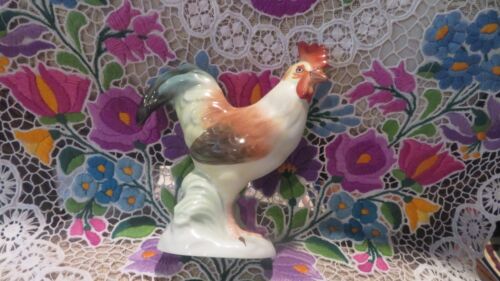 HEREND, ROOSTER 5.5” VINTAGE HANDPAINTED PORCELAIN FIGURINE 5031 - Picture 1 of 6