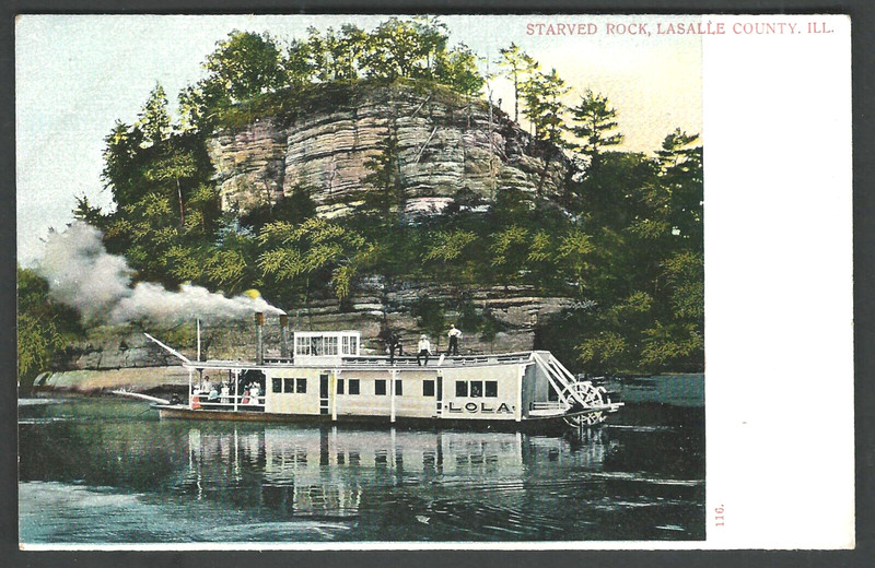 STARVED ROCK ILLINOIS Lola Tour Boat c. 1910 Sebastian Divided Back Postcard