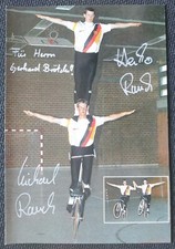 10579 Michael und Heiko Rauch Kunstradfahren Autogrammkarte original signiert