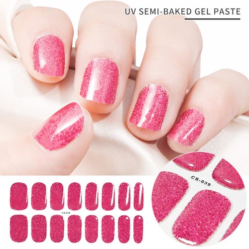 Gel Nail Sticker UV Lamp Semi-Cured Full Cover Wraps DIY Manicure French Patch - Picture 12 of 22
