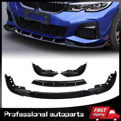 For BMW G20 330i M340i M Sport 2019-22 GT Style Gloss Black Front Bumper Lip Kit