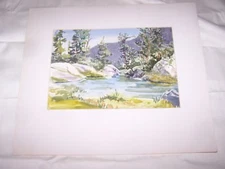 Original Watercolor By Peg Humphreys,Matted Lake in Tahoe/Truckee Area 17"x14.5"