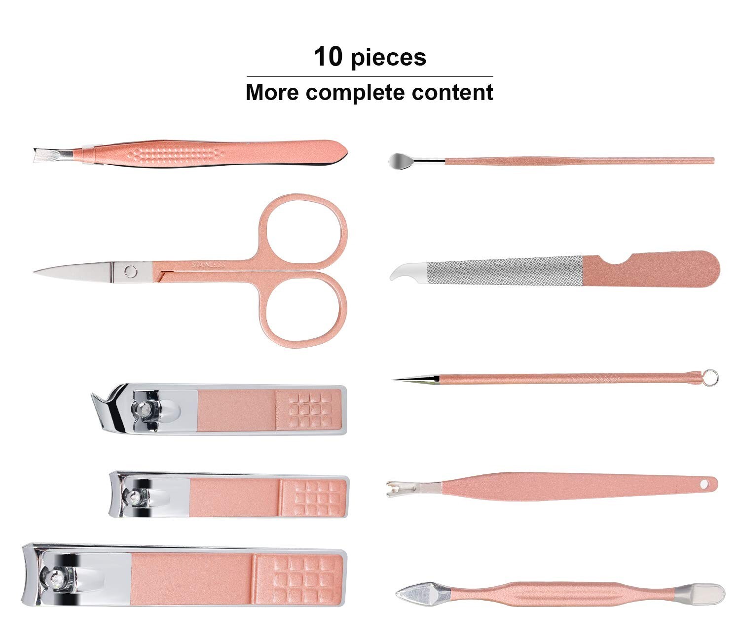 10pcs Pink Manicure Set Travel Nail Clippers Kit Pedicure Care Tools Fits Gift