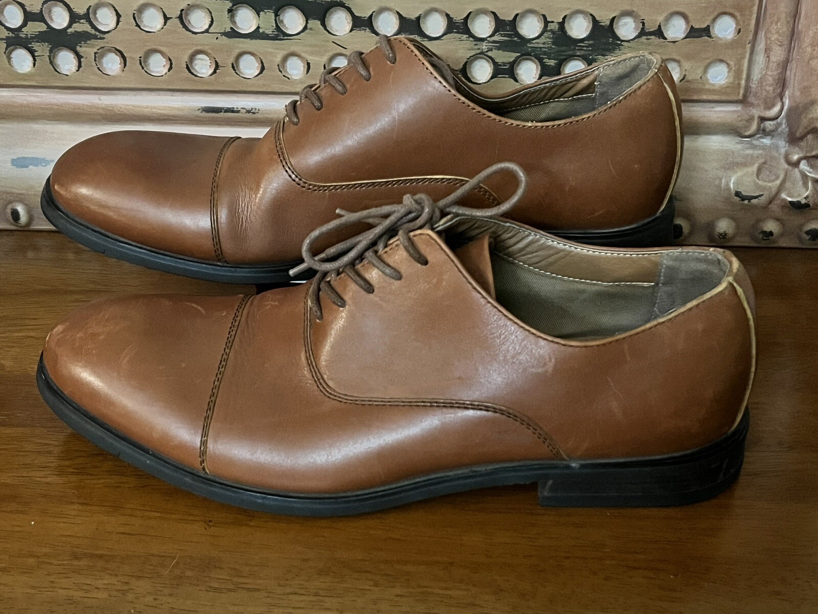 SAOLA Scarpe eleganti Oxford da uomo Frye Scott taglia 10 punta cap in pelle cognac