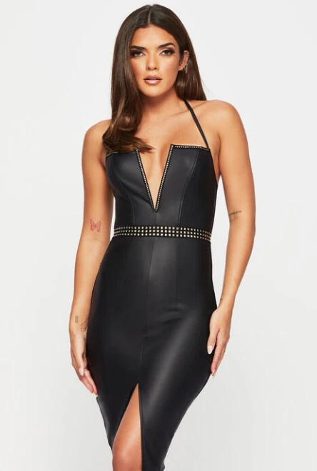 Faux Leather Studded Black Dresses for Women for sale | eBay UK