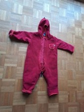 FINKID PUKU 80/90 warmer Fleeceanzug Overall Fleece Winteranzug Rot/Lila