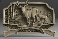STL 3D Model DEER & RIFLES for CNC Router Aspire Artcam 3D Printer Engraver
