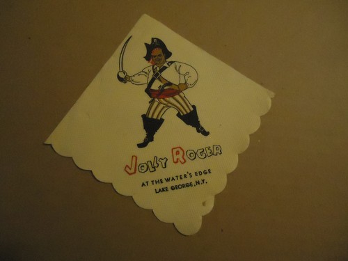 Jolly Roger LAKE GEORGE NY cocktail napkin